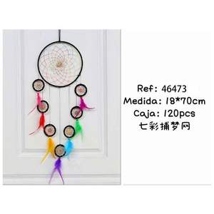 Atrapasueños de 18x70cm con Plumas de Arcoíris para Decoración de Pared - Product Image 3