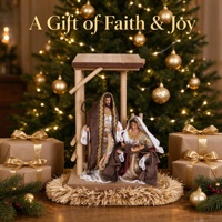 Crèche en résine artisanale, figurines de Noël décoratives et de collection, ensemble de 3 pièces, Sainte Famille en arche marron et or