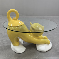 Mesa de centro con diseño personalizado de gatos en fibra de vidrio para la sala de estar; diseño moderno, duradera y fácil de limpiar