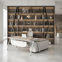 Bureau de direction contemporain en L, finition résistante aux taches, glissières de tiroir silencieuses, verrouillage sécurisé, poste de travail exécutif, écologique