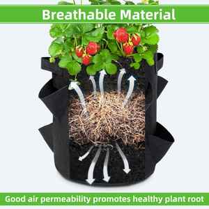 300gsm Mushroom Grow Bags Breathable 1/3/5/10/25/100 Gallons Customize Felt Fabric <b>Pot</b> <b>Strawberry</b> Grow Bags for <b>Plants</b> - Product Image 3