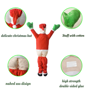 Décorations de Noël amusantes en forme de Père Noël aux fesses dénudées, à suspendre pour gouttière, toit, cheminée, arbre, porche, décoration extérieure pour la maison - Product Image 3