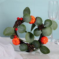 Couronne de Noël artisanale style forêt, décoration murale pour porte et fenêtre, fleur décorative
