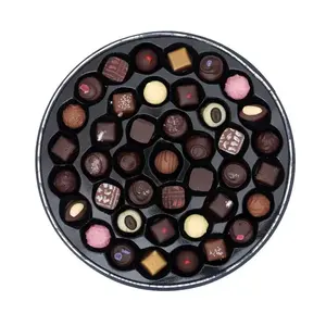 Groothandel Recycle Ontwerp Logo Bedrukte Chocolaatjes Cadeaupapier Ronde Dozen Op Maat Luxe Verpakking Chocoladedoos