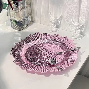 Platos Base Decorativos Elegantes para Bodas, Platos Base de Esponja Floral Irregular para Platos de Cena, Platos Base de Plástico Rosa Tipo Arrecife al por Mayor - Product Image 2