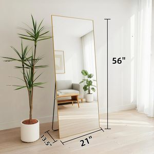 GKMZCGT Full Length <b>Mirror</b> 56x21 Inches <b>Rectangular</b> Aluminum Frame <b>Wall</b> Mountable Tempered Glass Modern Design For Home Use - Product Image 2