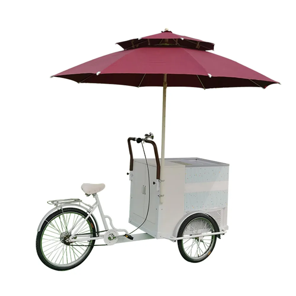 Electric Tricycle 3 Wheel Ice Cream Cargo Bike 100L Street Business Three Wheel Ice Cream Selling New Style Freezer
