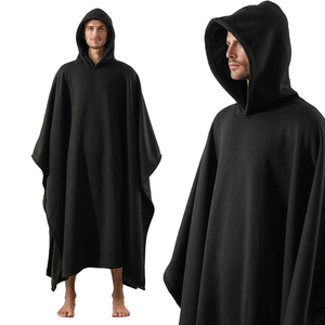 Có thể mặc chăn Áo Choàng Áo HOODIE UNISEX quá khổ lỏng dài CAPE Tops trọng mũ trùm đầu Poncho Sherpa chăn - Product Image 1