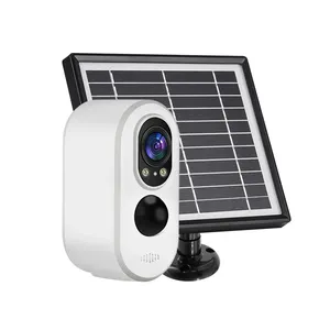 长寿命电池供电wifi太阳能摄像机彩色红外夜视室外wifi无线安全摄像机，带PIR检测