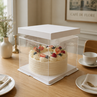 Boîtes à gâteaux carrées écologiques et biodégradables de 6 pouces avec couvercles en papier transparents, option de gaufrage, stock direct usine pour mariages