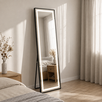 Miroir de salle de bain LED rectangulaire intelligent personnalisable avec éclairage frontal, commande tactile, anti-buée, Bluetooth, pour maquillage