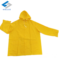 Jas Hujan Murah Warna Kuning Bahan PVC/Polyester Industri dengan Tudung Tidak Dapat Dilepas