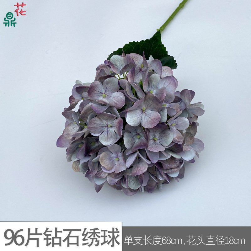 ดอกไฮเดรนเยียเพชร 96 ชิ้น GFG แกนสีขาว สีม่วงอ่อนฤดูใบไม้ร่วง