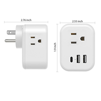 Tira de alimentación de 3 lados con divisor de salida espaciado 3 AC Multi enchufe extensor de salida 5V 2.1A enchufe compacto extensor de salida