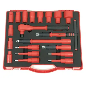 NANYU 20PCS 1/2DR VDE Insulated Socket Set Insulation Socket Wrench Tools