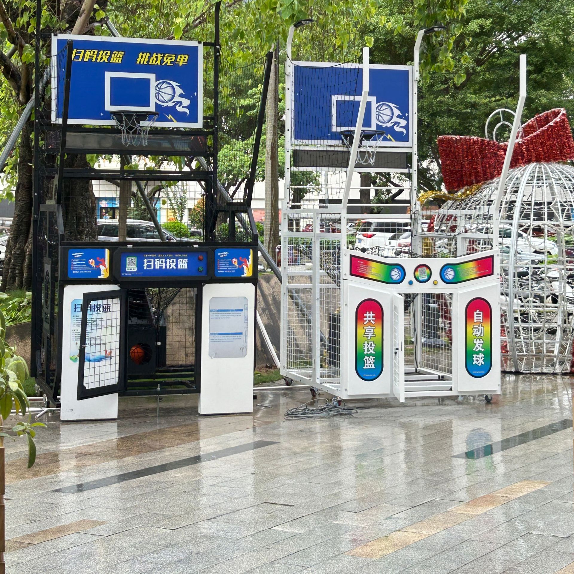 Shared Basketball Serving Machine Foldable Automatic Shooting For Night Markets Shopping Malls