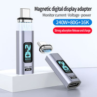 Adaptor magnetik USB Tipe C Digital, Adaptor Outlet daya steker konektor 40G tampilan LCD USB C Digital kustom pabrik