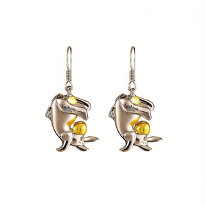 Orecchini Pendenti a Forma di Animale in Lega di Zinco Placcata Oro con Cristalli e Strass, Gioielli Carini per Donne - Product Image 1