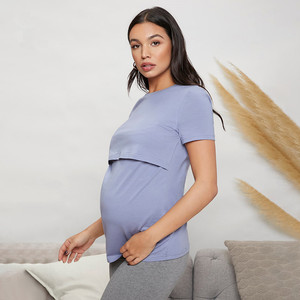 ZY, venta al por mayor, <span class=keywords><strong>ropa</strong></span> de maternidad, camisetas de Yoga de alta calidad, camisetas de maternidad de manga corta sueltas <span class=keywords><strong>para</strong></span> amamantar - Product Image 3