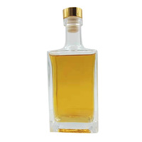 Bouteille en verre carrée de 700ml 750ml Bouteille en verre transparente Nordic Spirits, adaptée au rhum, à la vodka, au whisky, à la tequila et au gin