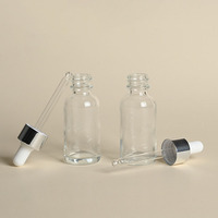 Vente flash : flacon en verre Boston de 30 ml, 60 ml, 120 ml avec compte-gouttes, bouchon argenté givré transparent pour traitement localisé