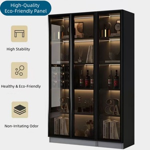 Armoire de rangement combinée grande capacité avec porte en verre trempé anti-poussière et éclairage LED à détecteur de mouvement <span class=keywords><strong>pour</strong></span> la maison et le bureau - Product Image 5