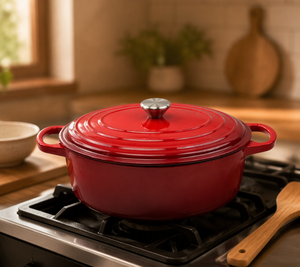 Cocotte en émail avec couvercle pour une cuisson polyvalente à la maison, pour des plats maison délicieux et des ragoûts pour les familles - Product Image 1