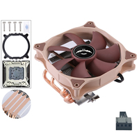 Kipas Pendingin CPU Senyap 120mm Bercahaya 4pin QiuzAim LGA2011/X79/X99/E5 Motherboard dengan 4 Heat Pipe dan Tekanan Turun