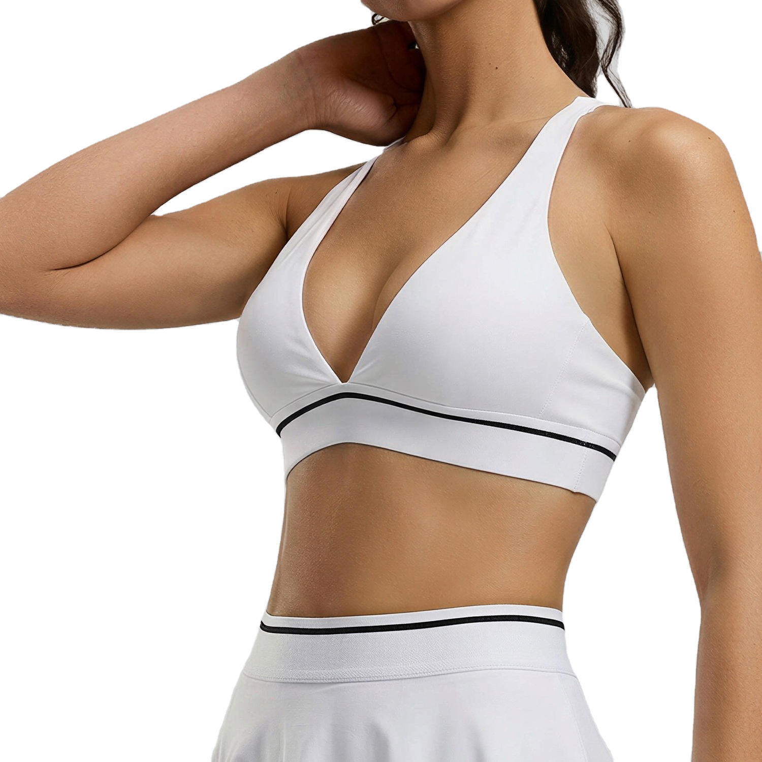 Women's European American Sexy Tight-Fitting Breathable Sleeveless Yoga Bra Solid Color Polyester Spandex Beautiful Fitness