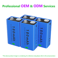 Baterai Isi Ulang NiMH 9V 180mAh-1000 Siklus Bersertifikat CE/RoHS Paket Grosir OEM untuk Mainan, Peralatan Listrik, Peralatan Rumah Tangga, Konsumen