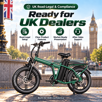 Vélo électrique pliable QMWHEEL F30 Pro UK, vente en gros, vélo électrique à pneus larges, 20 pouces, 250W, 48V, 45Ah, longue autonomie