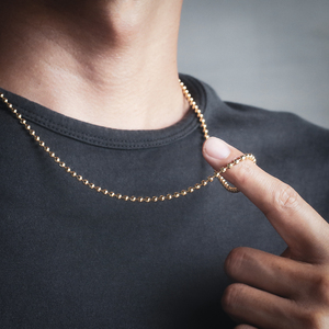 KRKC & CO 3 millimetri 24 pollici In Ottone 18K Oro Dei Monili di Hip Hop Della Collana Della Catena Della Sfera - Product Image 4