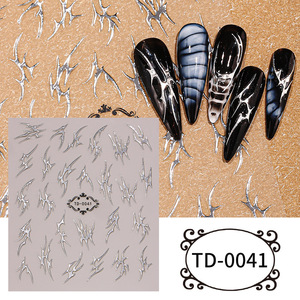 Offre Spéciale – Autocollants 3D en relief pour ongles, motif flamme, ligne métallique argentée, pierres précieuses, gel souple, décorations auto-adhésives pour ongles, DIY - Product Image 5