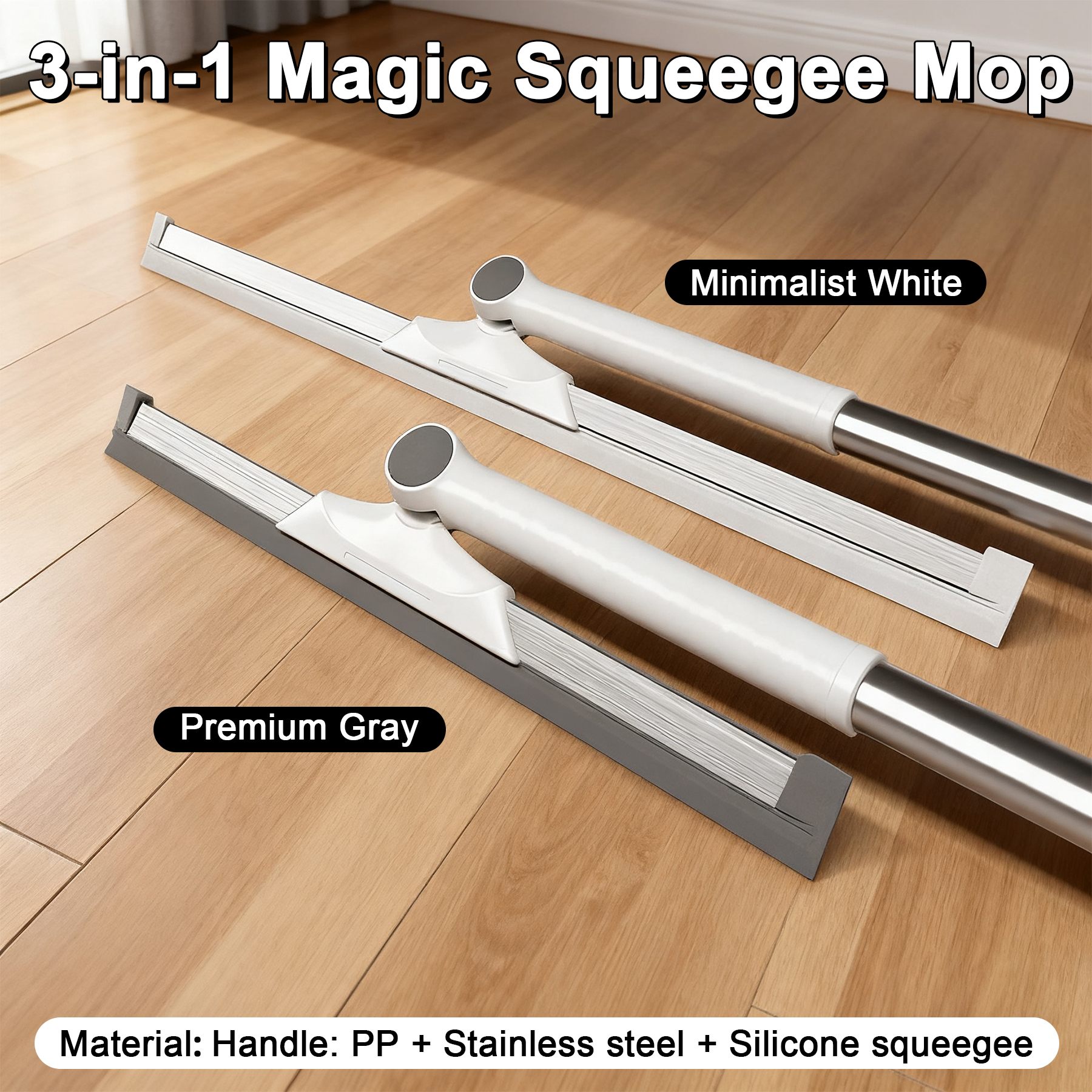 36cm Three-in-One Magic Broom for Home Bathroom Silicone Floor Scraper and Squeegee with Plastic Handle for Toilet Cleaning · image 2