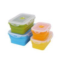 Ensemble de boîtes à lunch Bento en silicone pliables réutilisables et chauffables Conteneurs de stockage des aliments avec couvercles en plastique