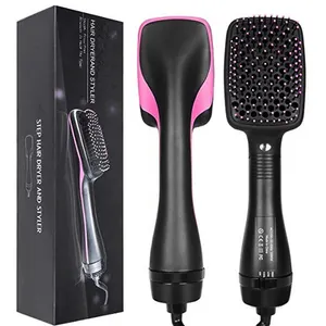 Professional 2 In 1 Electric Hair Dryer Brushes Straightener Holder Hot Styling Blower Comb