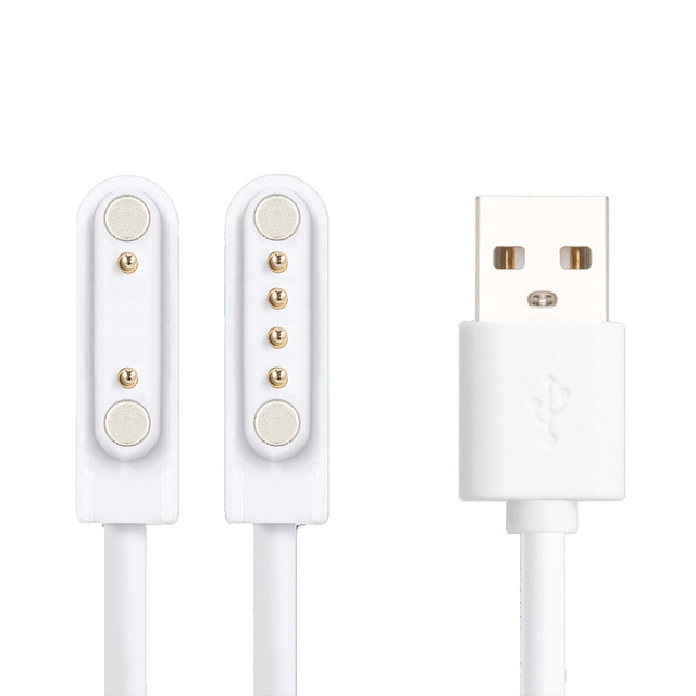 Magnetic Charge Charging Cable for Smart Watches 2.84mm 4mm Magnet Suction 2Pin USB Power Charger PVC Jacket Braid Shielding