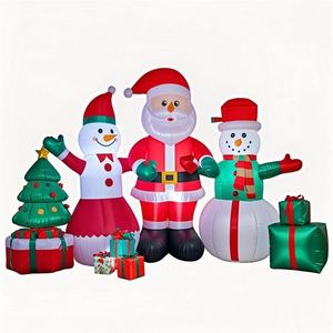 Đồ trang trí sân vườn bơm hơi Giáng sinh vui vẻ với ông già Noel phát sáng LED, dùng cho sân nhà, tiệc mừng năm mới, lều và bóng bay - Product Image 2