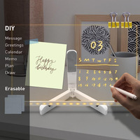 Asmarluxx Tableau lumineux LED acrylique 15x15cm effaçable, créatif et moderne pour dessin d'enfants, écriture de messages et notes, cadeau de Nouvel An