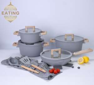 Juego de Utensilios de Cocina Comerciales de <span class=keywords><strong>Granito</strong></span>, Aptos para Todo Tipo de Estufas, 13 Piezas, para Uso Doméstico, Aptos para Lavavajillas y Horno, Incluye 26 Utensilios para Freír y 3 <span class=keywords><strong>Ollas</strong></span> - Product Image 5