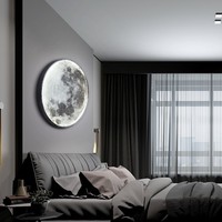 Lampe murale en fer de style moderne minimaliste en forme de lune avec lumière chaude et blanche à intensité variable pour chambre à coucher, couloir, chevet