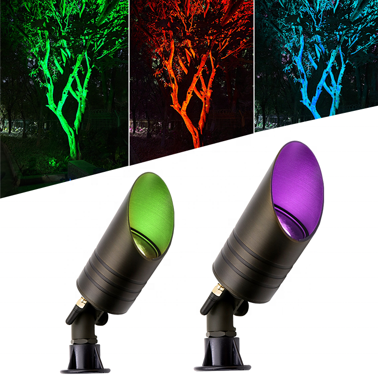 USA Warehouse Smart BT APP Control IP65 0-8W Adjustable RGB Outdoor Low Voltage Landscape Lighting Palm Trees up Lights