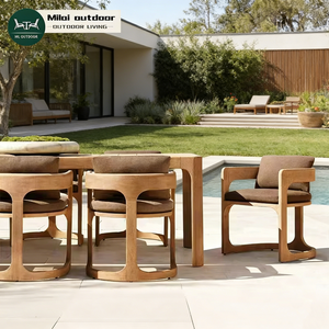 Muebles de Terraza de Madera Maciza Natural, Juego de <span class=keywords><strong>Mesa</strong></span> <span class=keywords><strong>y</strong></span> <span class=keywords><strong>Sillas</strong></span> de Madera de Teca para <span class=keywords><strong>Playa</strong></span>, Almacén, Hotel, Estilo Panel - Product Image 1