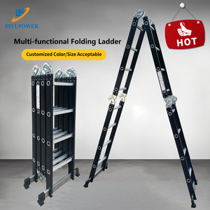 Échelle télescopique pliante multifonction CE/EN131 <span class=keywords><strong>3</strong></span>,6 m 4,7 m 5,7 m 12 pieds, échelles extensibles portables en acier pliables pour la maison - Product Image 1