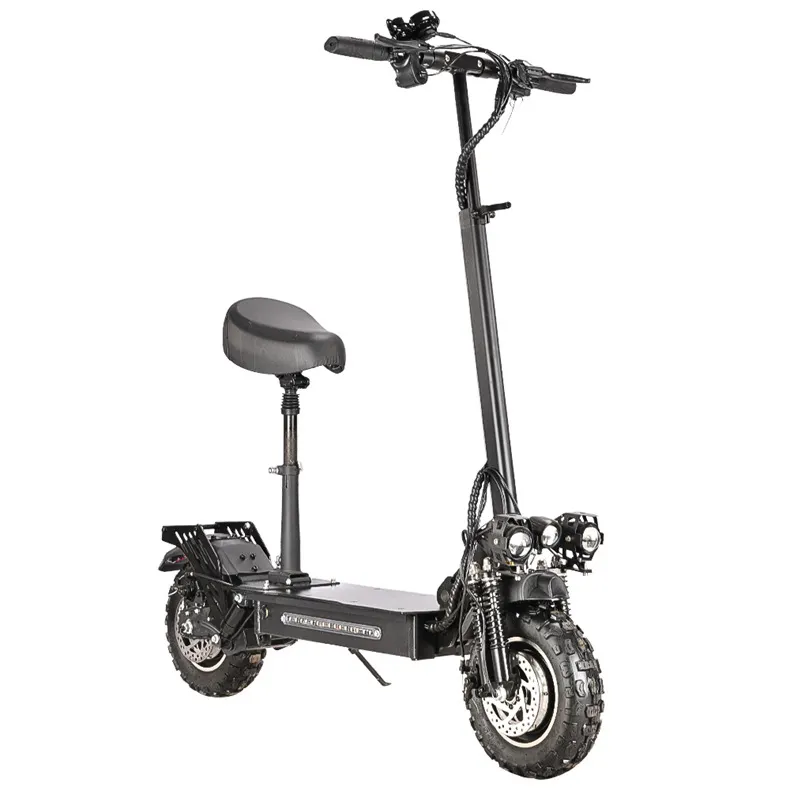 Оптовая продажа с фабрики, двигатель 1200 Вт, 2400 Вт, 60 км/ч, складной электрический скутер для взрослых, 11 дюймов, внедорожный вакуумный шиномонтажный скутер с сиденьем