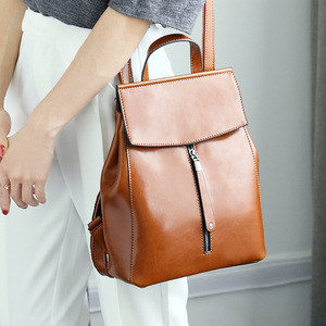 Realer <span class=keywords><strong>2021</strong></span> nouvelle mode sacs à dos femmes de haute qualité en cuir véritable sac packs décontracté vintage sacs d'école pour femmes dames - Product Image 2