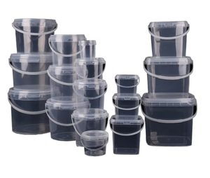 Secchio in <span class=keywords><strong>plastica</strong></span> trasparente <span class=keywords><strong>per</strong></span> uso alimentare da 1,5 l a forma rotonda con coperchio riciclabile <span class=keywords><strong>per</strong></span> <span class=keywords><strong>fusti</strong></span> di stoccaggio <span class=keywords><strong>per</strong></span> imballaggi d'acqua - Product Image 1