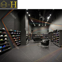 Schrank mit Glasvitrine, Tisch für Schuhe, Ausstellungsraum-Display, Deko-Ideen für Schuhgeschäfte, Namen für Schuhgeschäfte