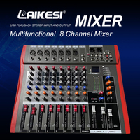 LAIKESI 8 canaux CT-8 mélangeur audio professionnel USB DJ Sound Mixing Console 48V Phantom Powers Amplifier mixer