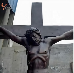 Sculpture en cuivre coulé personnalisée en usine Statue masculine en laiton Sculpture murale en métal bronze <span class=keywords><strong>Crucifixion</strong></span> extérieure religieuse de Jésus - Product Image 1